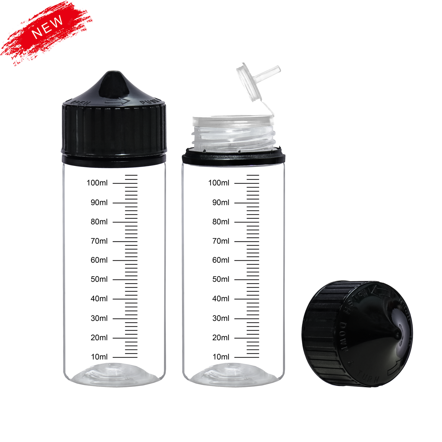 noir transparent 30ml 60ml 100ml 120ml flacon compte-gouttes en plastique E liquide