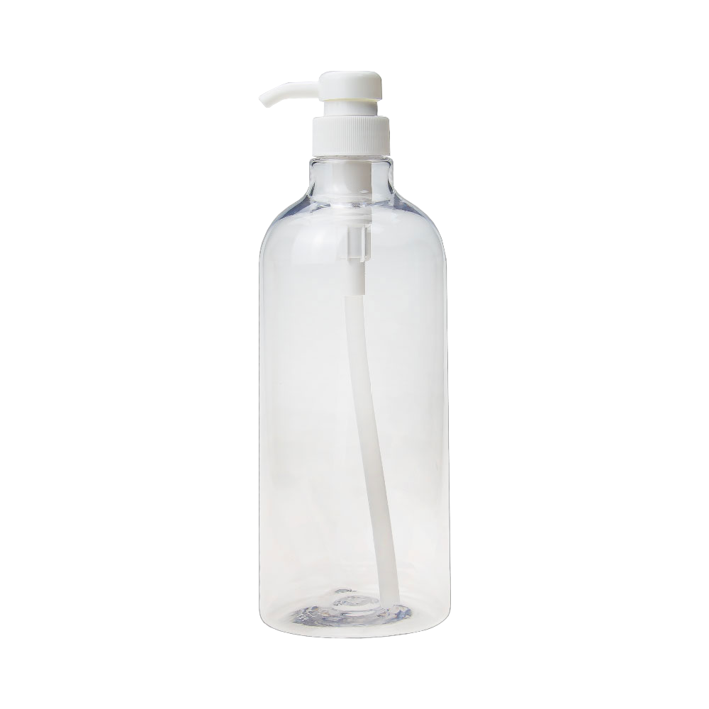 Transparent Plastic PET 1L Pump Screw Cap Bottle