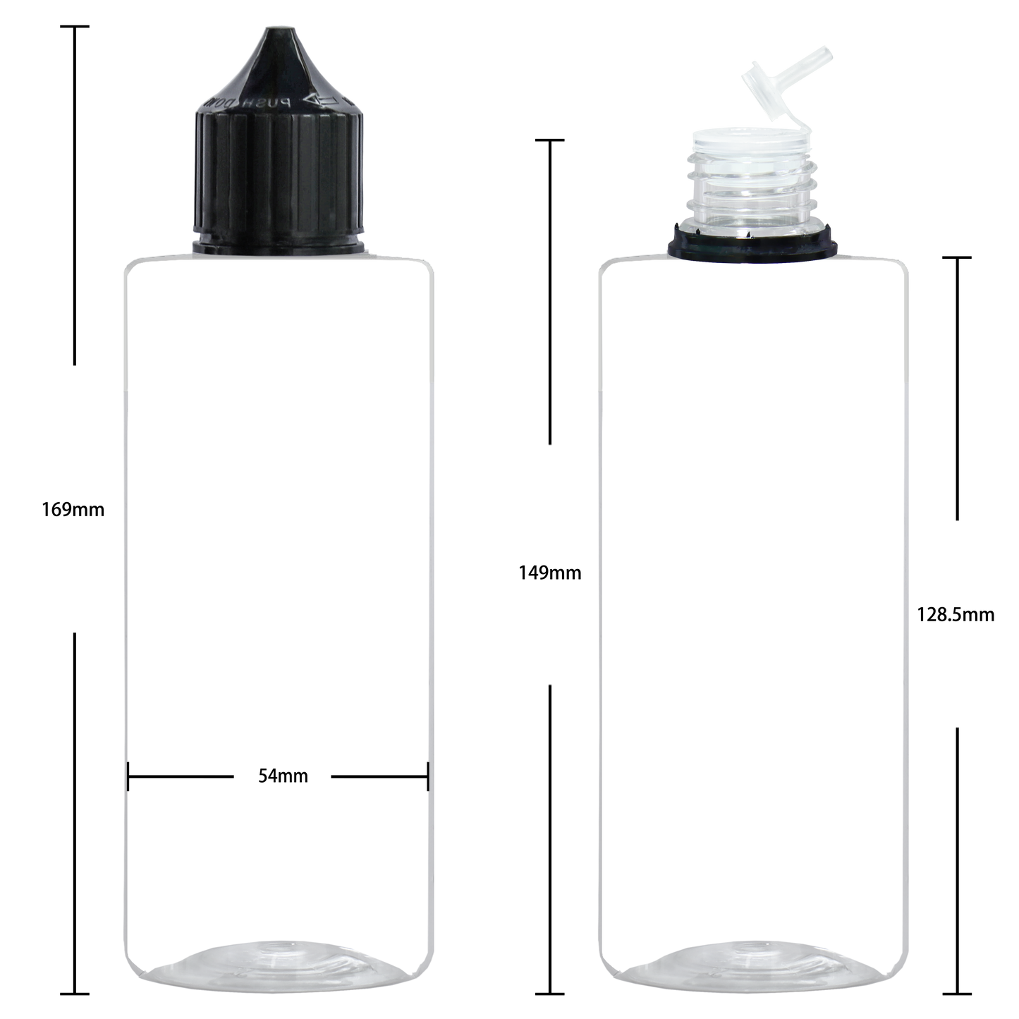 noir transparent 30ml 60ml 100ml 120ml flacon compte-gouttes en plastique E liquide