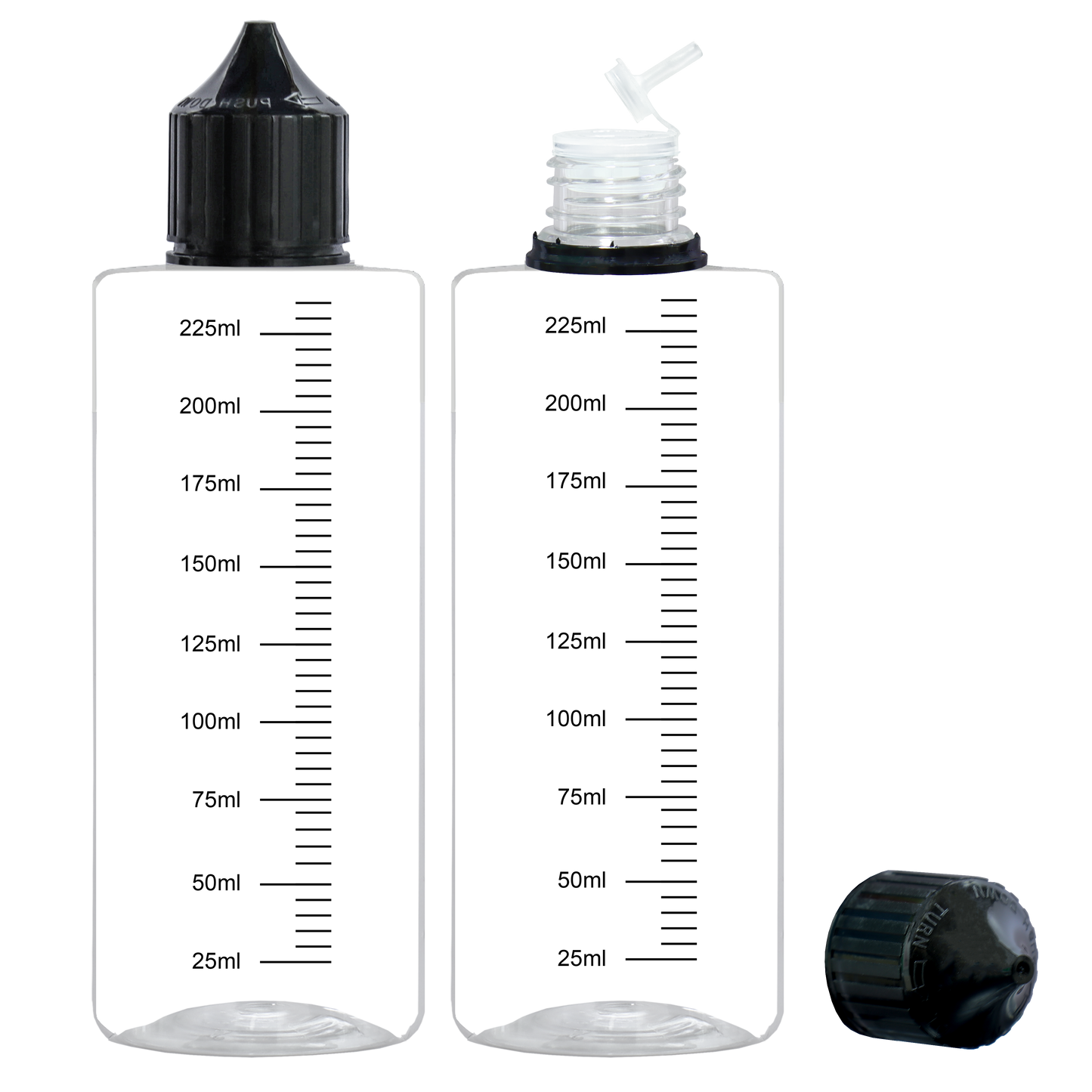 noir transparent 30ml 60ml 100ml 120ml flacon compte-gouttes en plastique E liquide