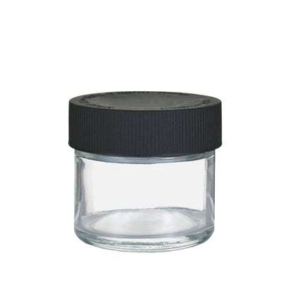 Flat Child Proof Clear Glass Herb Flower Jar