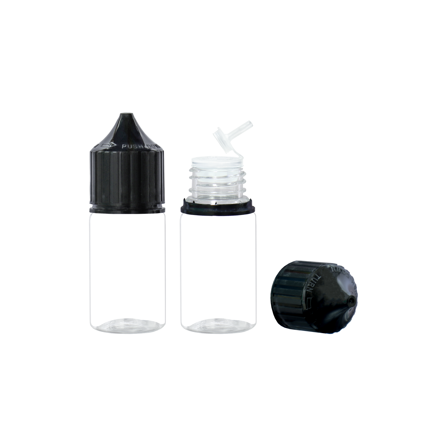 noir transparent 30ml 60ml 100ml 120ml flacon compte-gouttes en plastique E liquide