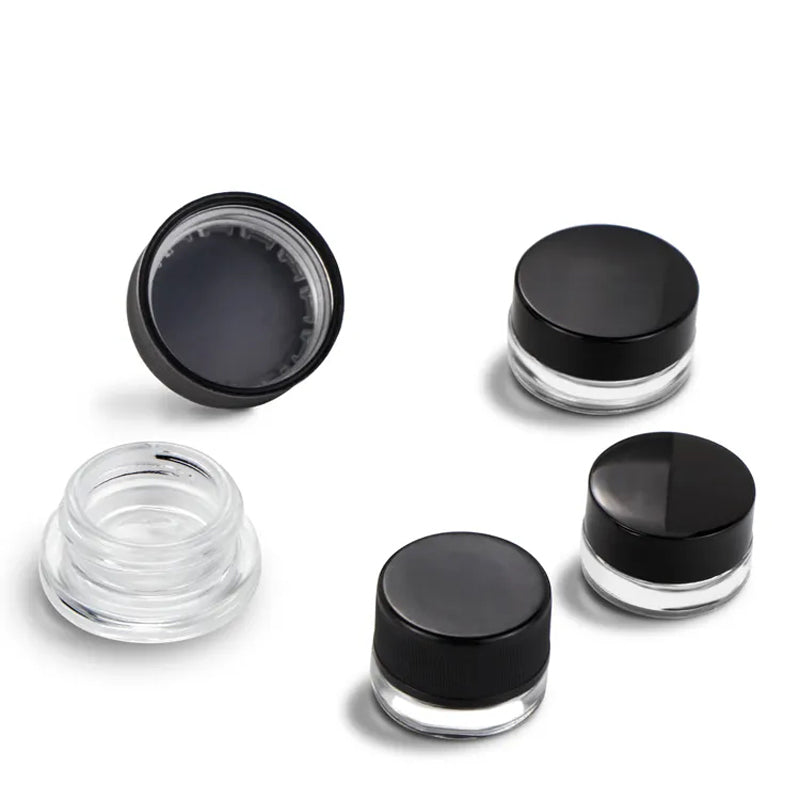 3ml 5ml 7ml 9ml transparent round child proof safe concentrates glass jars