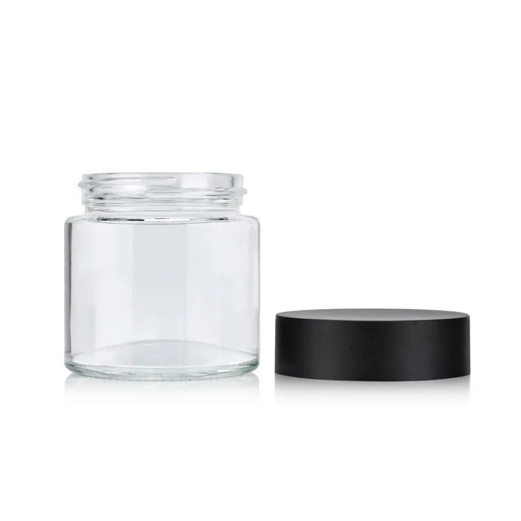 2 3 4 oz clear glass straight sided container airtight child resistant glass jar